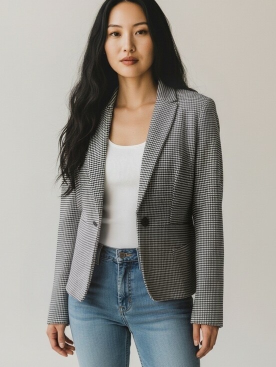 Worthington Jackets & Blazers - Worthington Women’s Size 8 Black White Houndstooth One Button Blazer Jacket